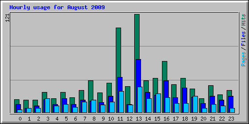 Hourly usage for August 2009